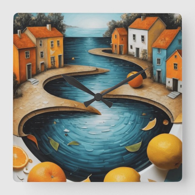 Mysigt kanal fyrkantig klocka (Framsida)