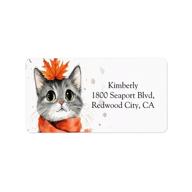 Mysigt katt i en scarf adressetikett (Framsidan)