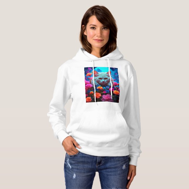 Mysigt katt Stil med Hoodie T Shirt (Hel framsida)