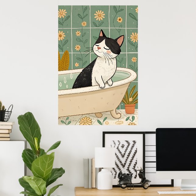 Mysigt kattbath: Viktig uppmjukning Poster (Hemmakontoret)
