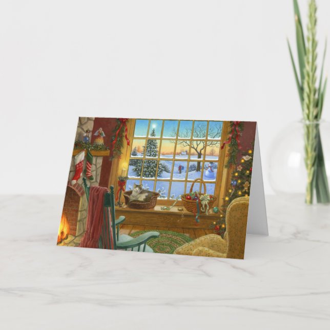 Mysigt kattjul helgkort (Framsida)