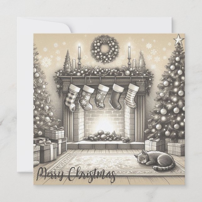 Mysigt Kattunge-skiss - platta kort (Framsida)