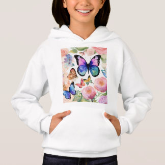 Mysigt Kids Butterfly Print Pullover Hoodie T Shirt