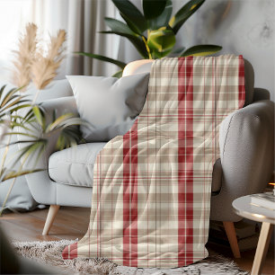 Mysigt kontroll av lantgårdshus Stil Tartan Red Fleecefilt