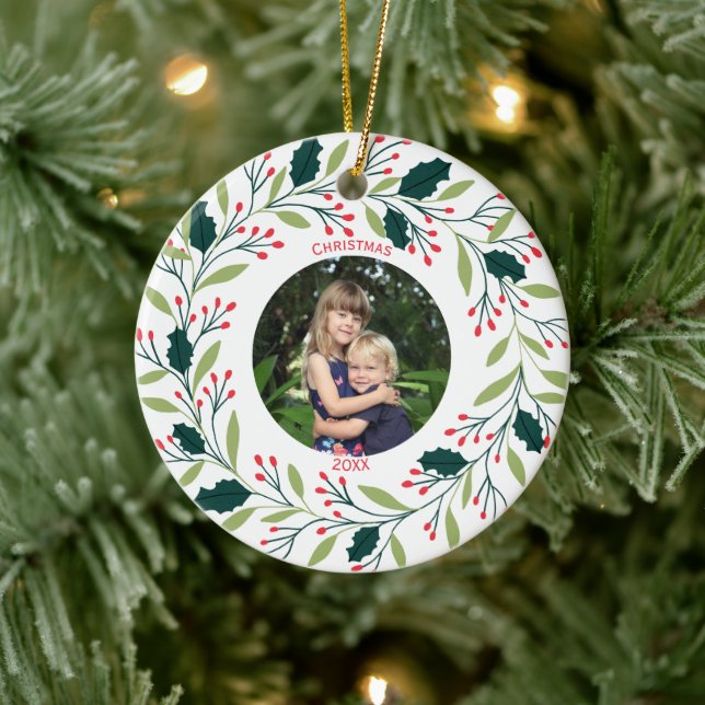 Mysigt kransfoto för jul julgransprydnad keramik (Träd)