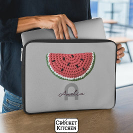 Mysigt krochet Watermelon Fruit Aesthetic Monogram Laptop Fodral