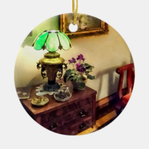 Mysigt lampa med glödlampa julgransprydnad keramik