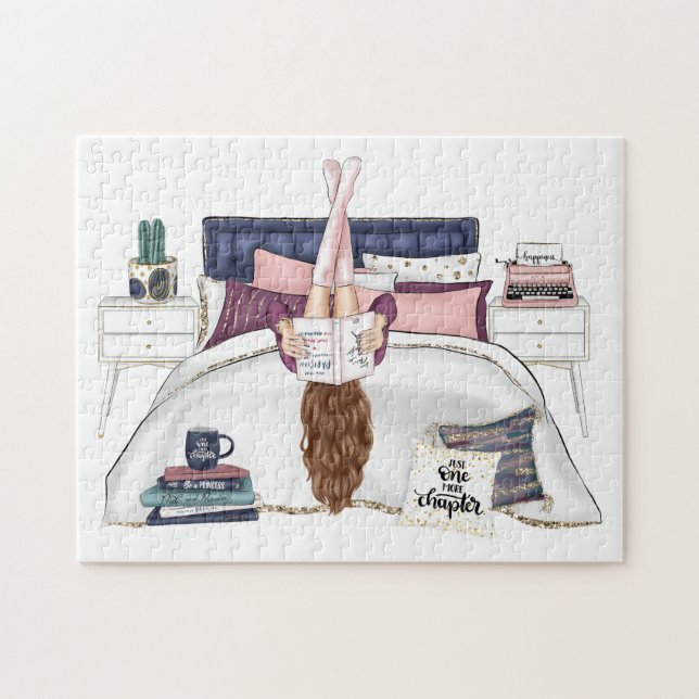 Mysigt läscen för sängkläder för Bok Älskare Pussel (Horisontell)