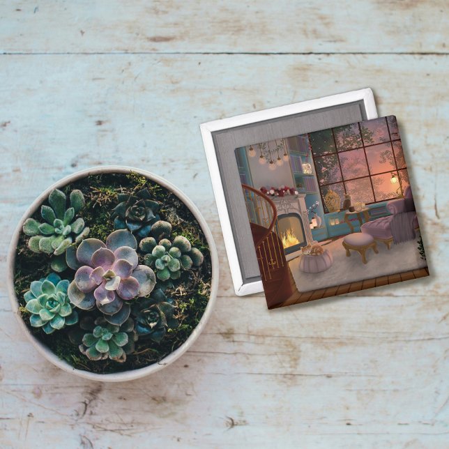 Mysigt läsrum för solnedgång magnet (Skapare uppladdad)