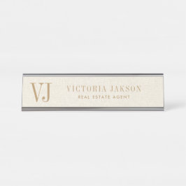 Mysigt Light Beige Linen with Tan Monogram