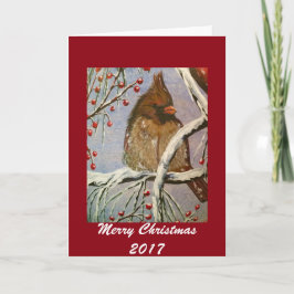 Mysigt litet kardinalhälsningskort helgkort