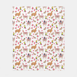 Mysigt Llama Alpaca Capybara Hand-Illustrated Fleecefilt