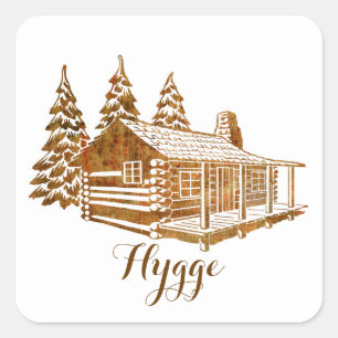 Mysigt loggskåp - Hygge eller egen text Fyrkantigt Klistermärke