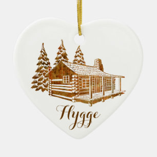 Mysigt loggskåp - Hygge eller egen text Julgransprydnad Keramik