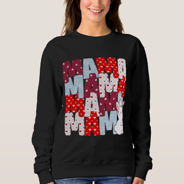 Mysigt "MAMMA" Bunny Stack Sweatshirt för Mammor T Shirt (Framsida)