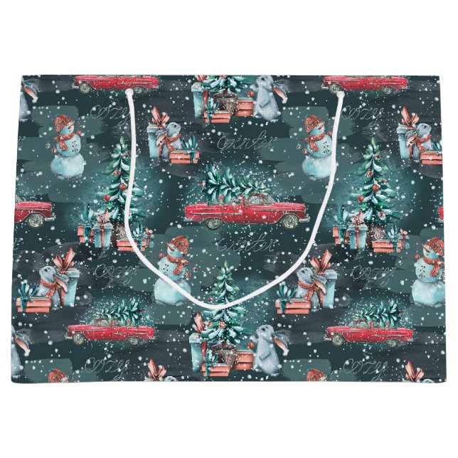 Mysigt medelstor presentsäck för vinterjul (Framsidan)