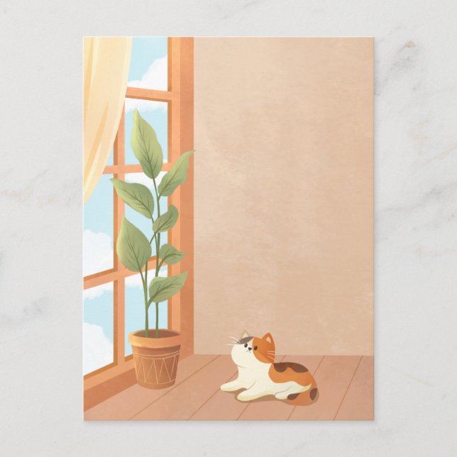 Mysigt, minimalistisk katthem vykort (Framsida)