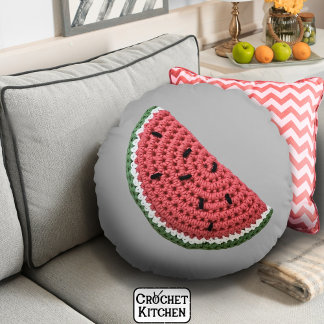 Mysigt minimum Grandma Vibe Crochet Watermelon Fru Rund Kudde