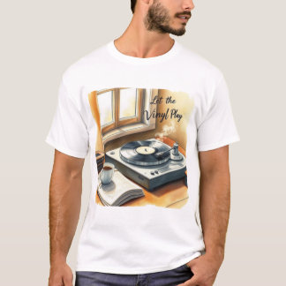 Mysigt musikscen i vintage Record Player T Shirt