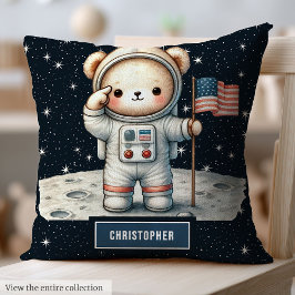 Mysigt Nalle Astronaut Dekorativ kudde Pojke