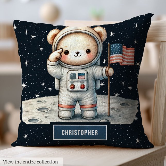 Mysigt Nalle Astronaut Dekorativ kudde Pojke (Cozy Teddy Bear Astronaut Throw Pillow Baby Boy Gift)