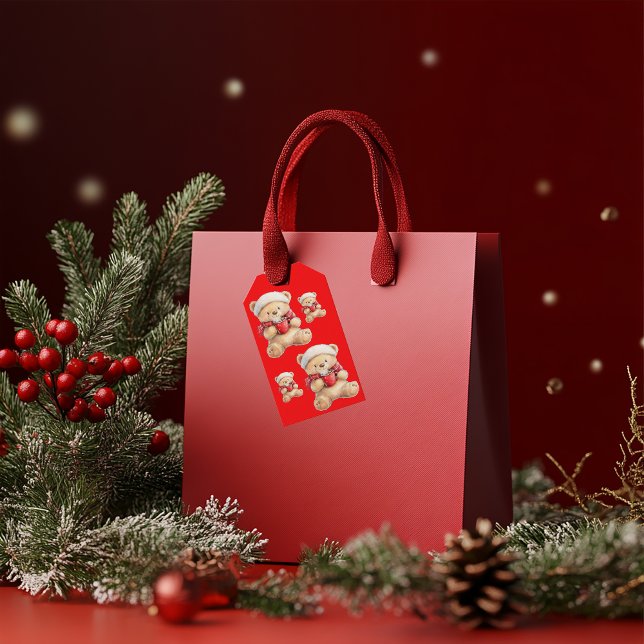 Mysigt Nalle jul Presentetikett (Skapare uppladdad)