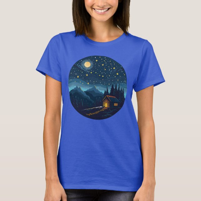 Mysigt nattlinda under Starry Himmel T-Shirt (Framsida)