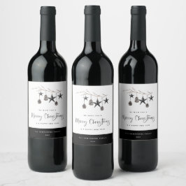 Mysigt naturjul vinflaska etikett