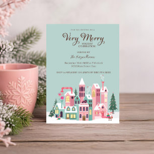 Mysigt Nordpolens Rosa Elf Workshop jul Party Inbjudningar