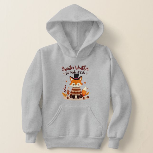 Mysigt och cute Fox i Fall Sweater- Girl's Hoodie T Shirt (Laydown)