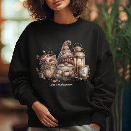 Mysigt och koffeinerad söt Gnome Black Sweatshirt T Shirt