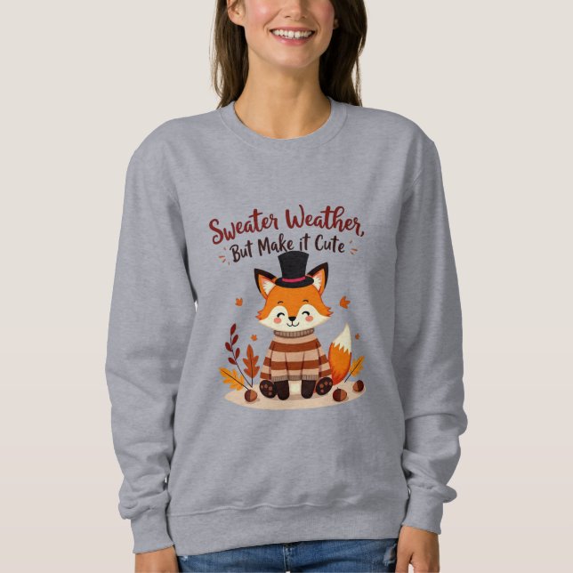 Mysigt och kute Fox i fall Sweater T Shirt (Framsida)