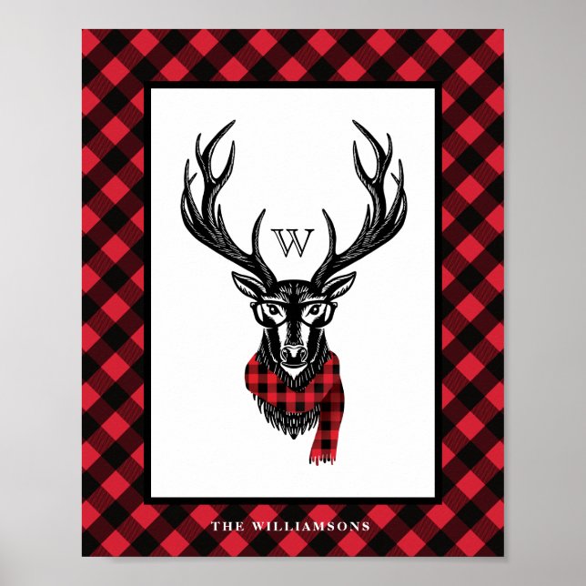 Mysigt och varm | Red Buffalo Play Reindeer Monogr Poster (Framsidan)