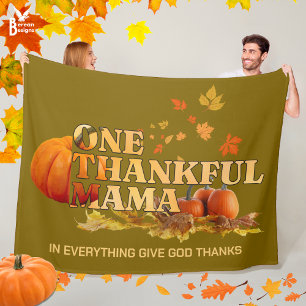 Mysigt ONE THANKFUL MAMMA Christian Thanksgiving Fleecefilt