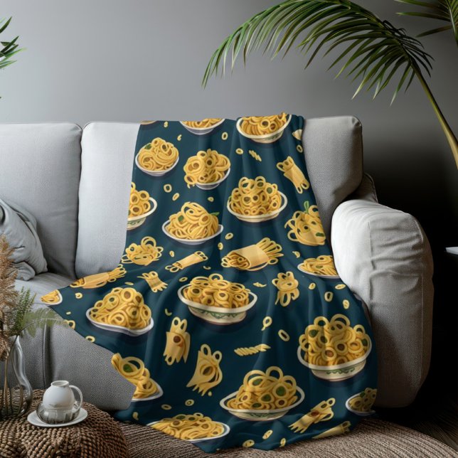 Mysigt Pasta Mönster Blanket National Pasta Månad Fleecefilt (Skapare uppladdad)