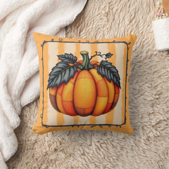 Mysigt Patchwork Pumpkin - höstbondshus Quilt Kudde (Filt)