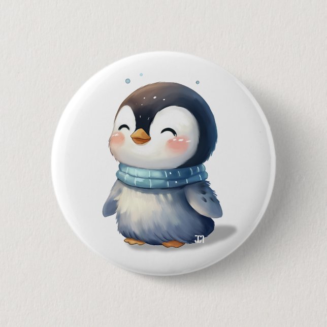 Mysigt Penguin - Cute Digital Art Knapp (Framsida)
