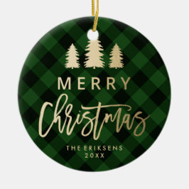 Mysigt planerad | Grönt och svart buffelfoto Julgransprydnad Keramik