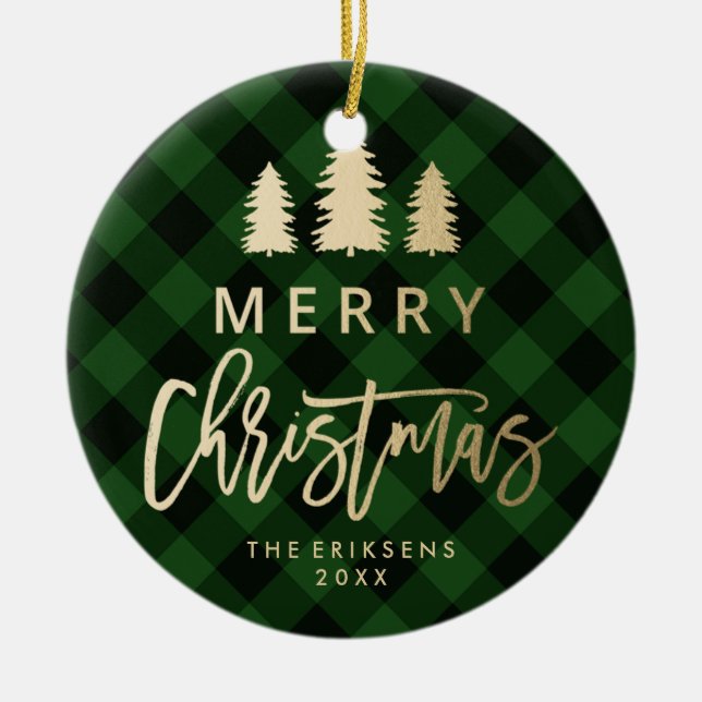 Mysigt planerad | Grönt och svart buffelfoto Julgransprydnad Keramik (Framsidan)