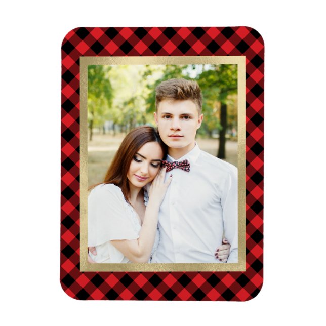 Mysigt planerad | Red and Black Buffalo Play Photo Magnet (Vertikal)