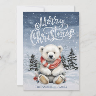 Mysigt Polar Bear med Red Scarf-julkort Julkort