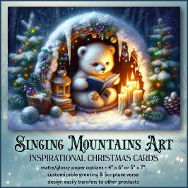 Mysigt Polar Bear Reading Bibel Christian Jul Helgkort