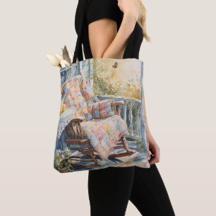Mysigt Porch med Quilt och Lemonade Charm Tygkasse