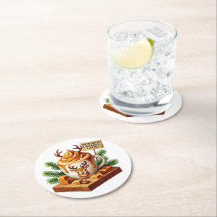 Mysigt publicering av kaffekonst på morgonen underlägg papper rund