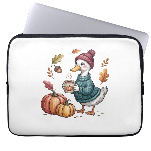 Mysigt Pumpkin Coffee Goose Fall Art Laptop Fodral (Framsidan)