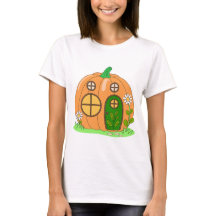 Mysigt Pumpkin House Cute Autumn Fall Tecknad Desi
