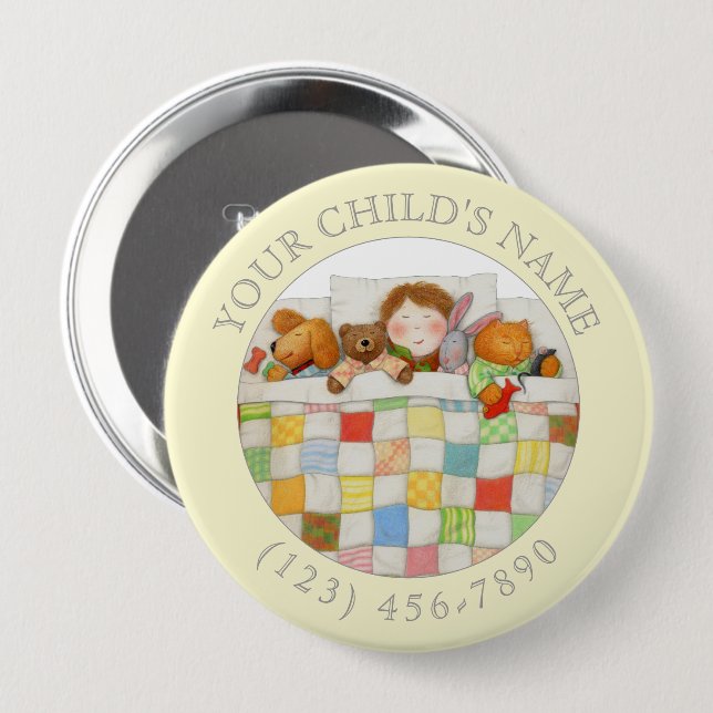 MYSIGT QUILT Child ID Button - Gult Knapp (Framsida & baksida)