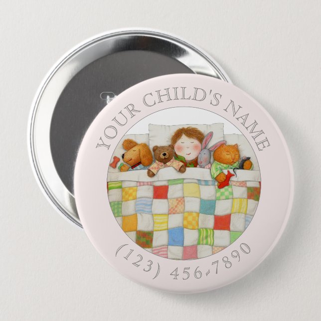 MYSIGT QUILT Child ID Button - Rosa Knapp (Framsida & baksida)