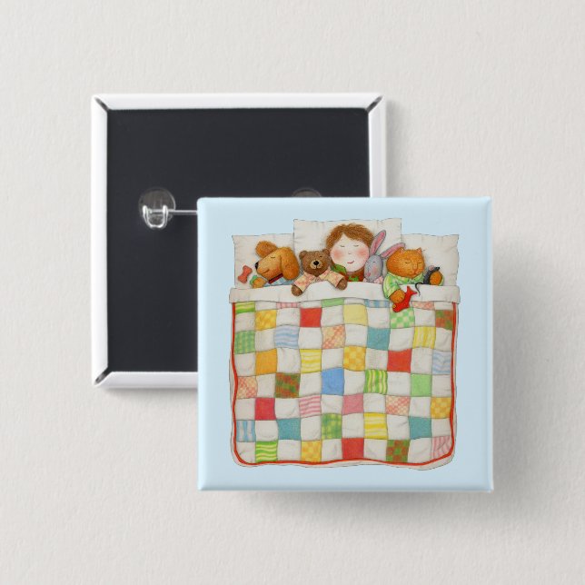 MYSIGT QUILT Square-knappstift - blå Knapp (Framsida & baksida)