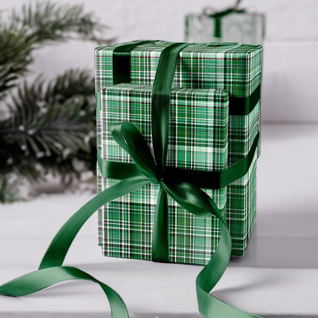 Mysigt Red and White Play Flella Mönster Presentpapper (Cozy Red and White Plaid Flannel Pattern Wrapping Paper)